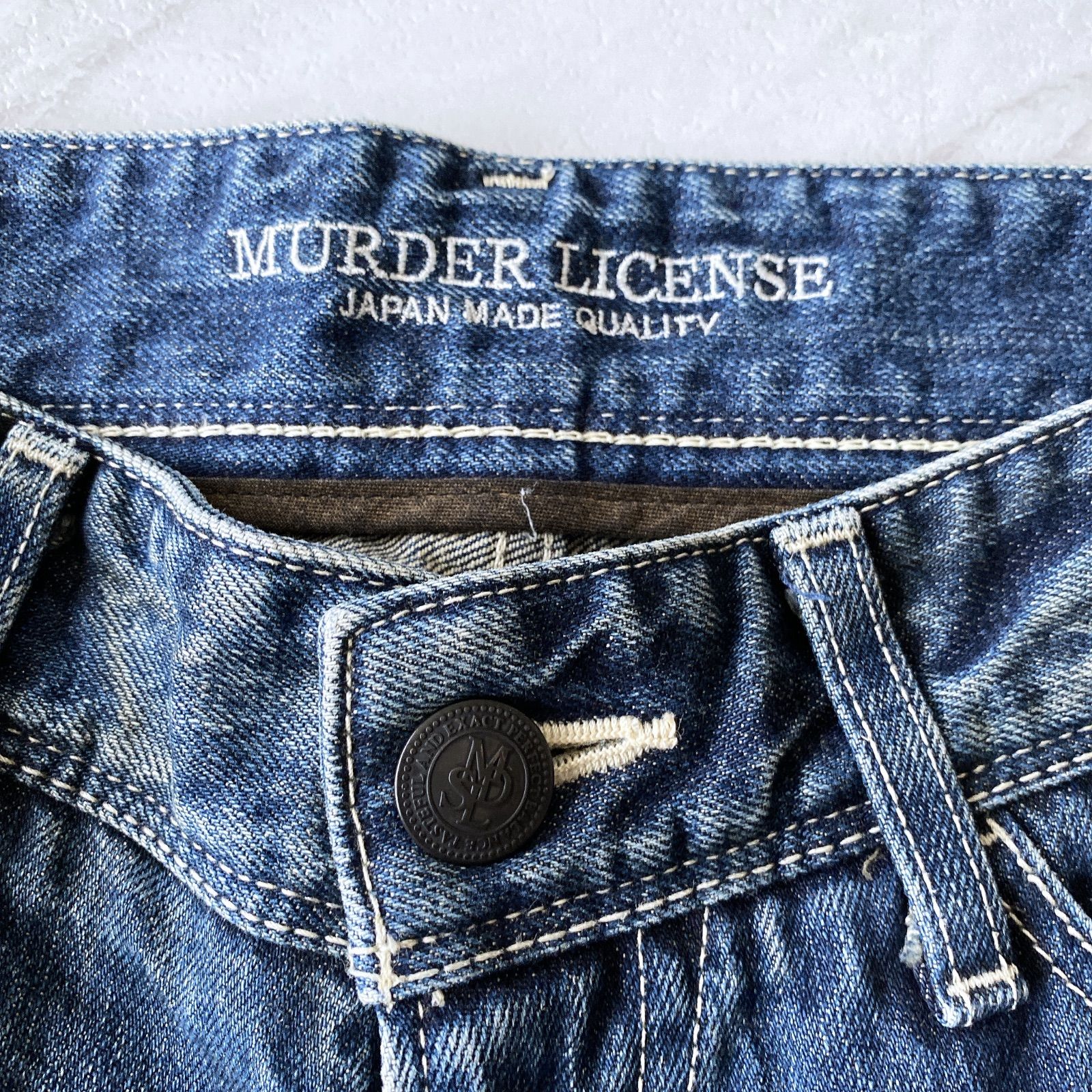 MURDER LICENSE フレア デニムパンツ 日本製 インディゴ ヒゲ アタリ 