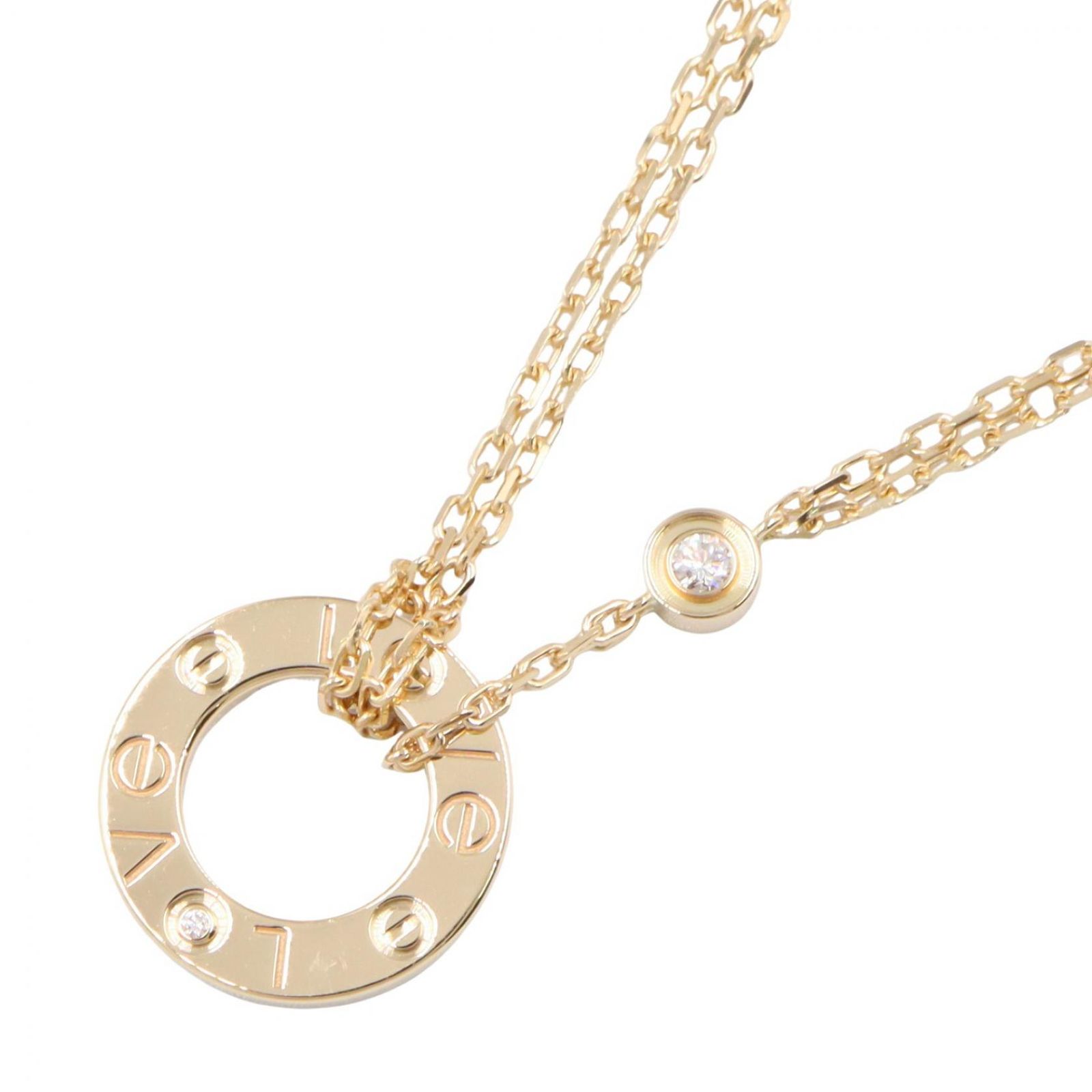 カルティエ CARTIER ネックレス ラブサークル 2PD ネックレス B7219500 首回38/41cm K18（イエローゴールド） ダイヤモンド ラブサークル 2PD ネックレス レディース