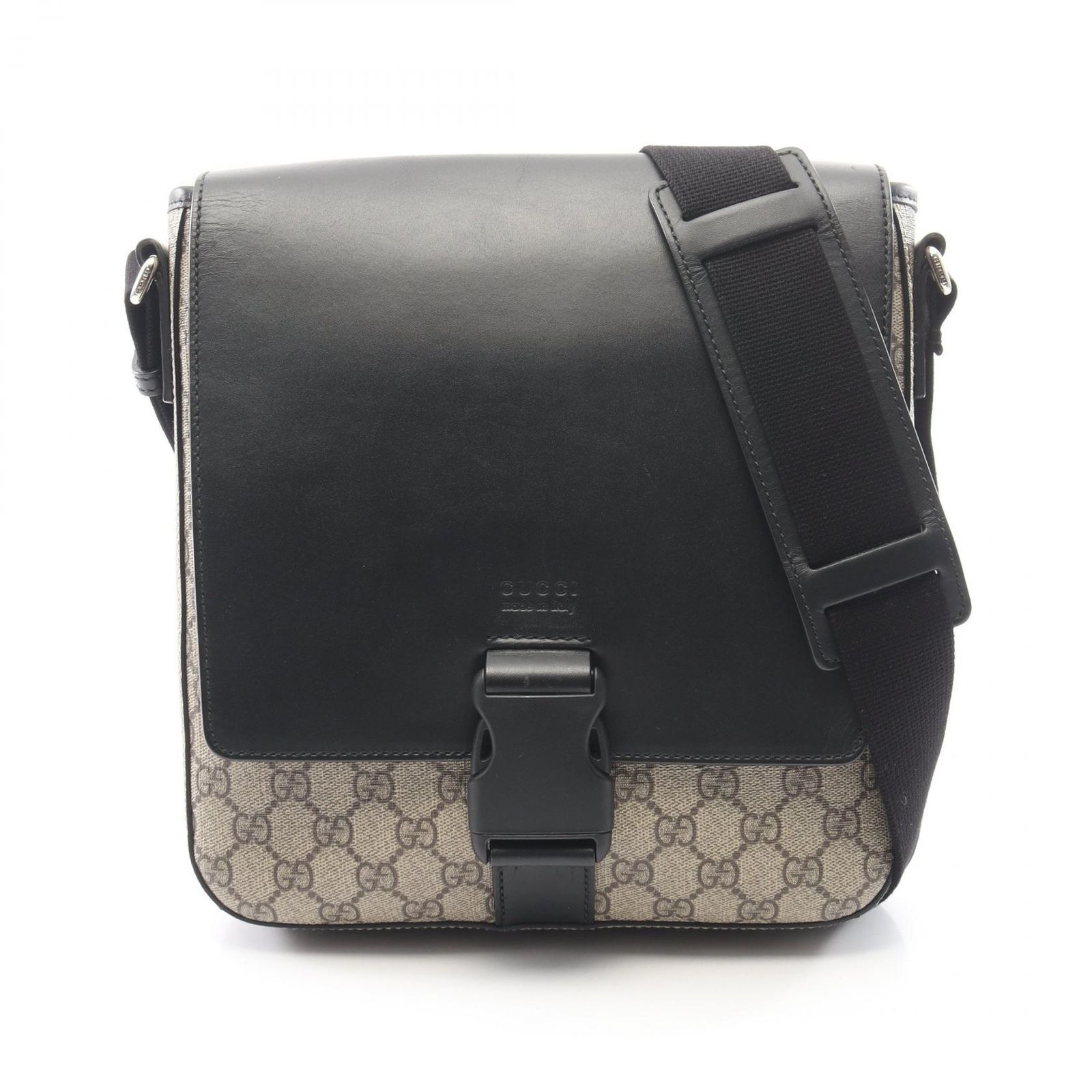 グッチ GUCCI ショルダーバッグ GGスプリーム 406368 ベージュ/ブラック PVCコーティングキャンバス レザー ショルダーバッグ メンズ Used B
