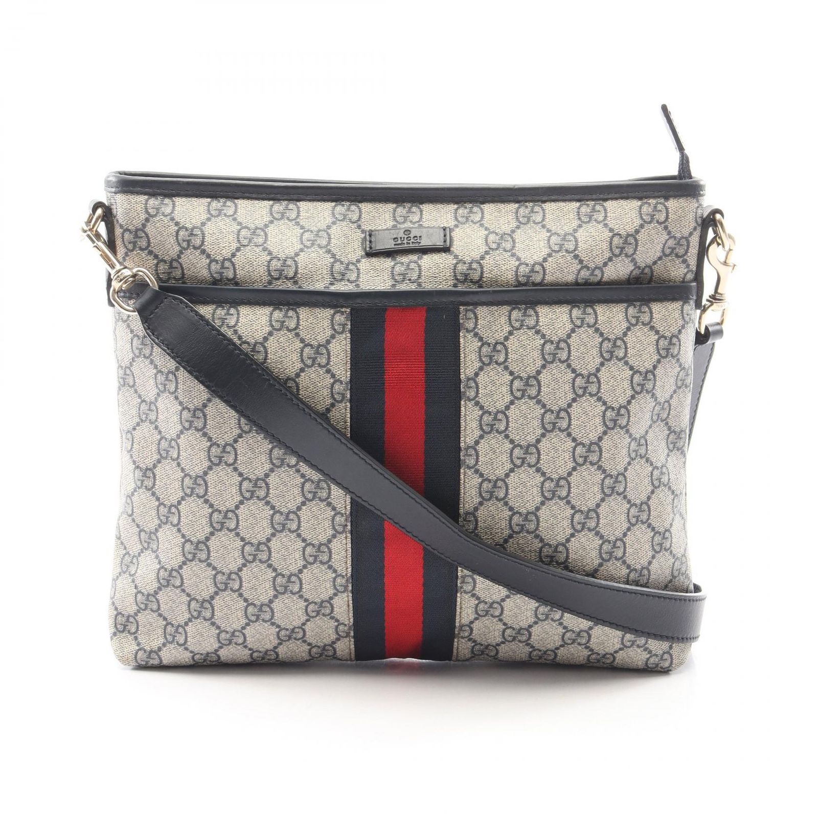 グッチ GUCCI ショルダーバッグ GGスプリーム シェリーライン 388926 ベージュ/ネイビー PVCコーティングキャンバス レザー シェリーライン ショルダーバッグ レディース
