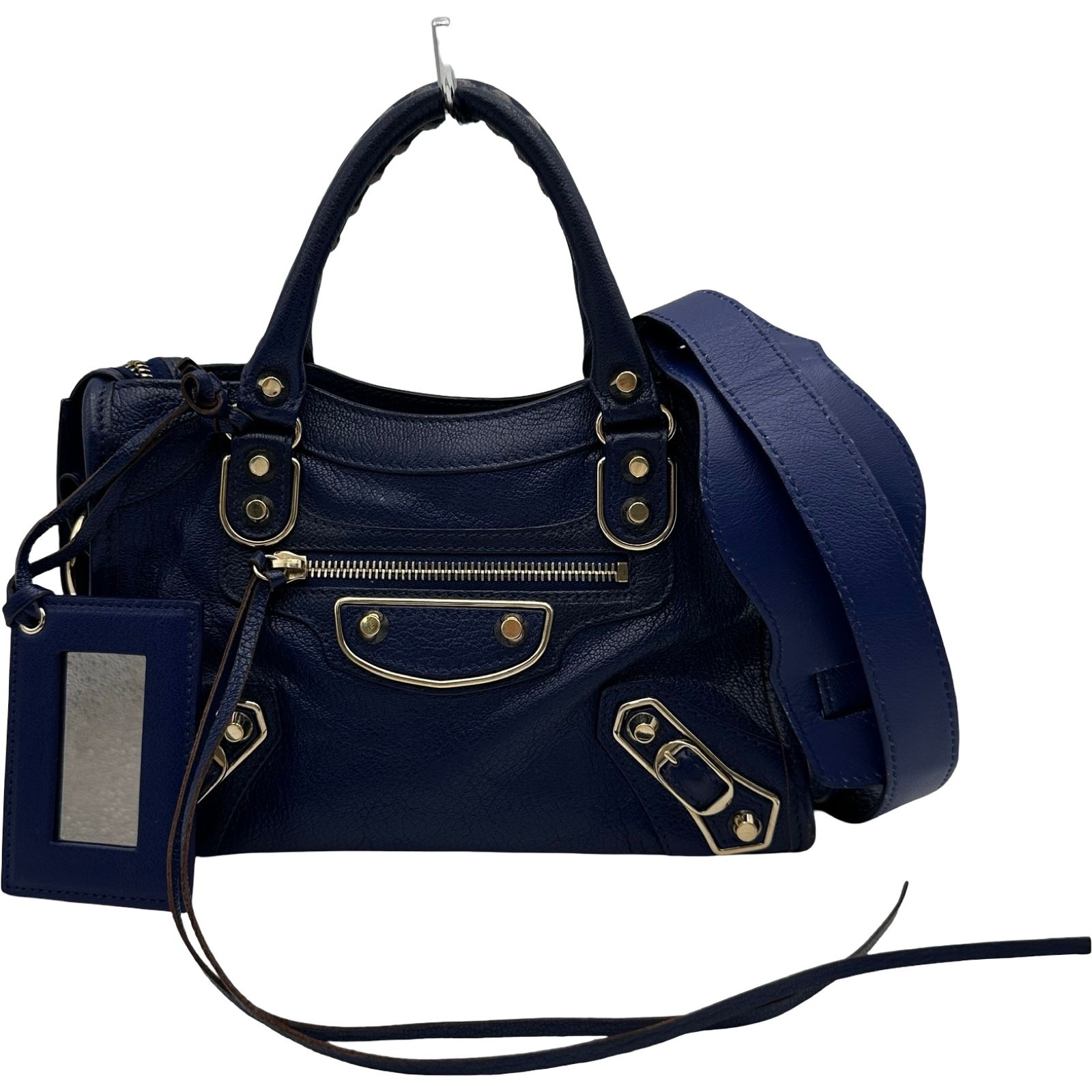 バレンシアガ BALENCIAGA クラシックミニシティ 300295 ブルー ゴールド金具 レザー レディース ショルダーバッグ