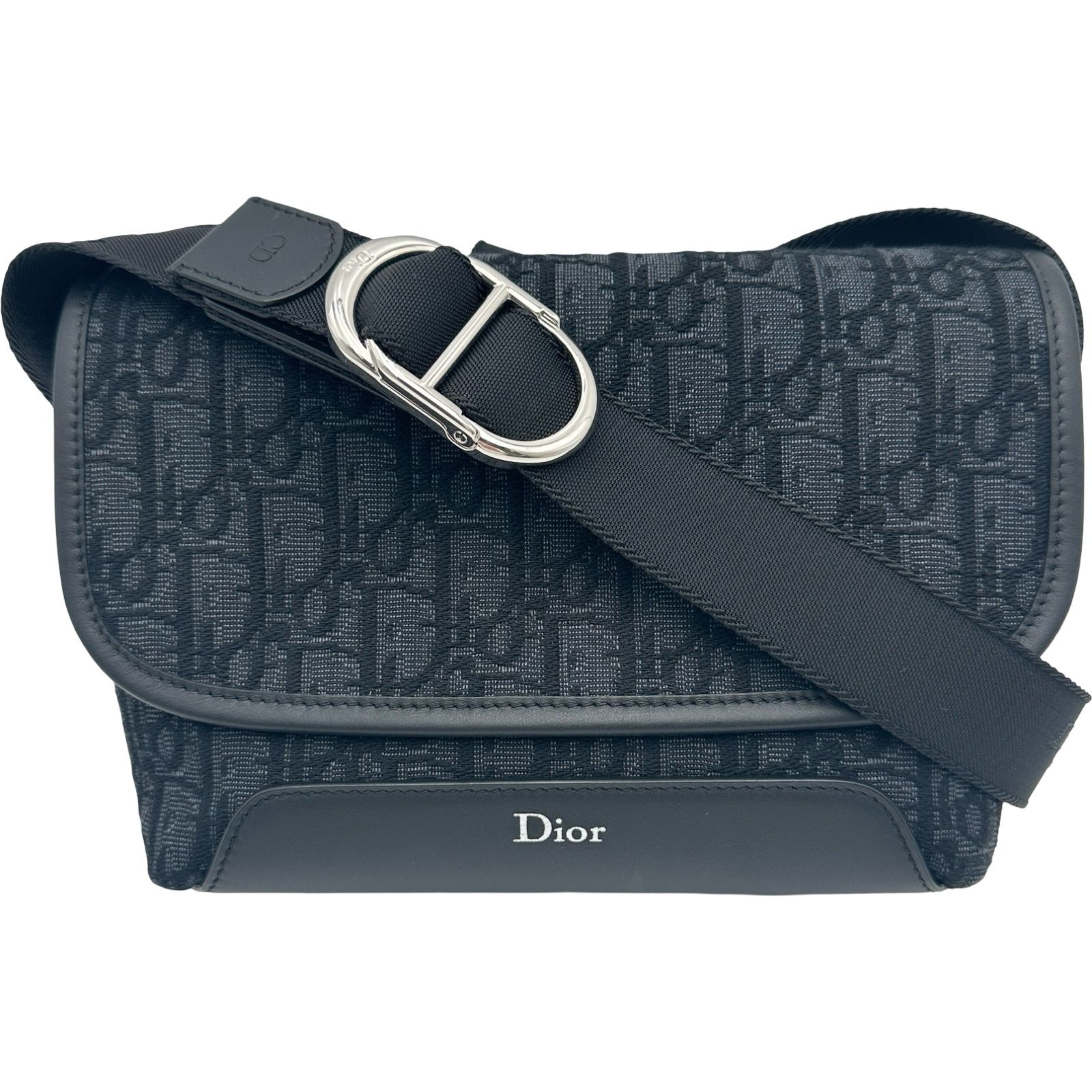 クリスチャン・ディオール Christian Dior Jettフラップ付きメッセンジャーバッグミニ 2DBCA627YUS_H03E ブラック キャンバス メンズ ショルダーバッグ