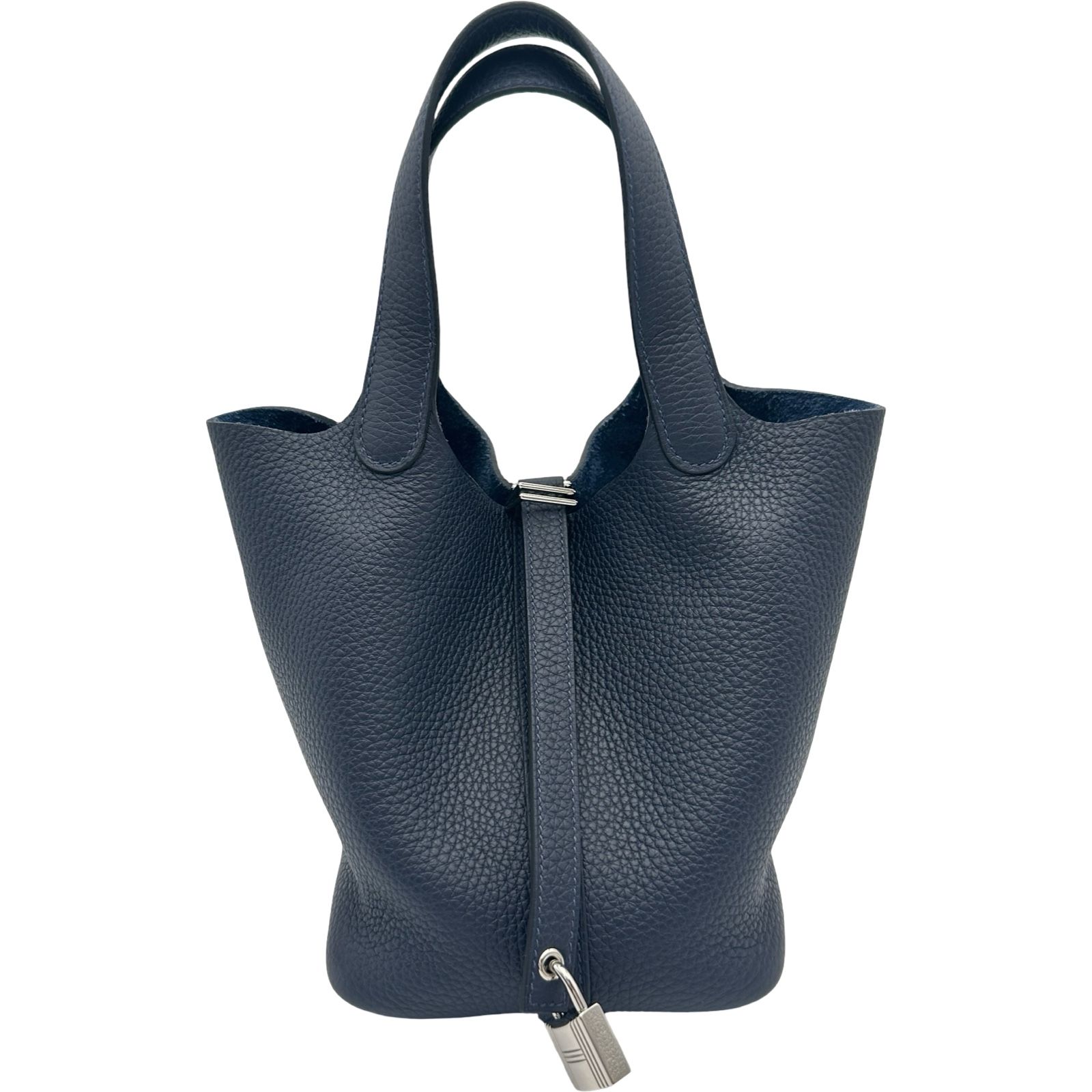 エルメス HERMES ピコタンロックPM K刻印 ブルーニュイ シルバー金具 トリヨン レディース ハンドバッグ