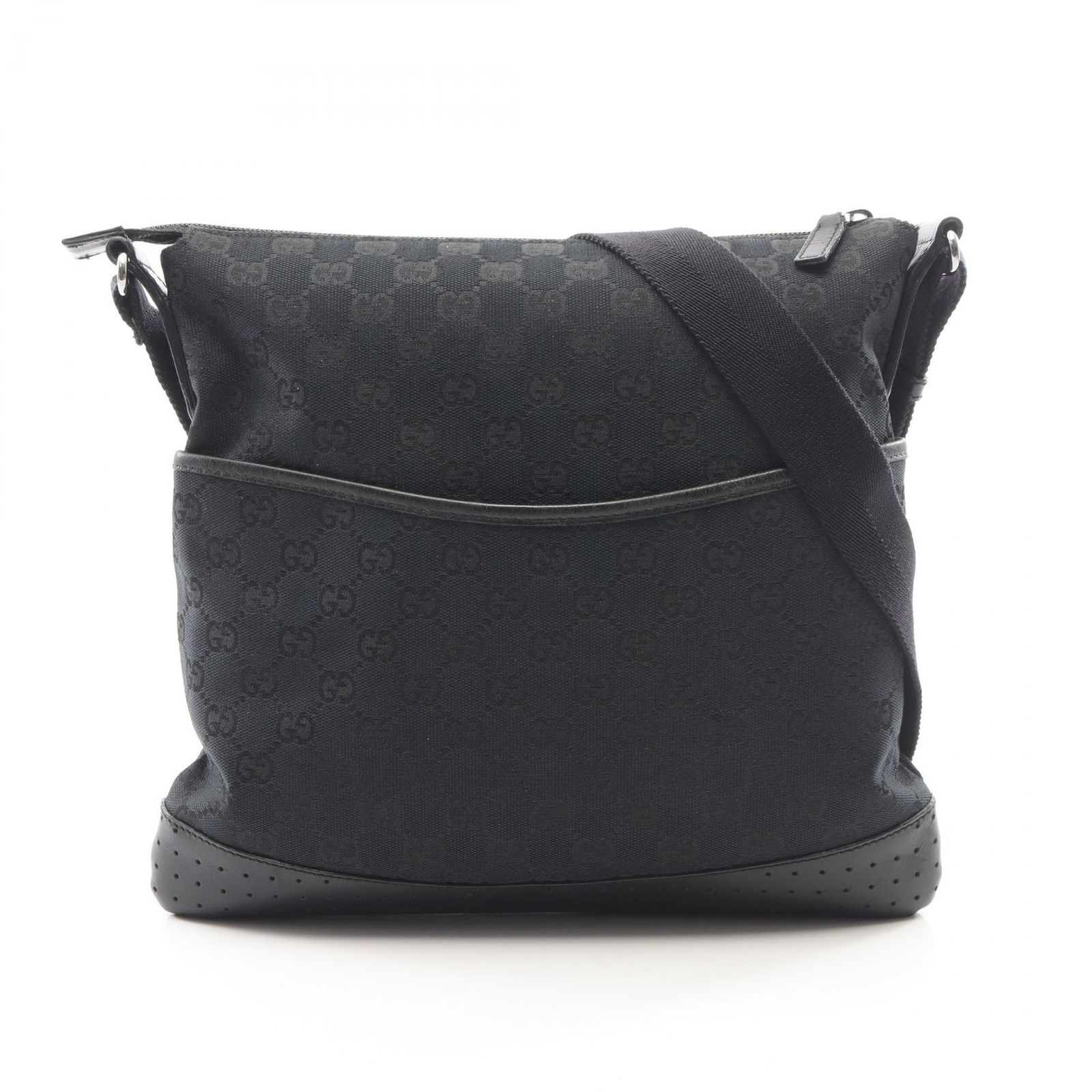 グッチ GUCCI ショルダーバッグ GGキャンバス 145857 ブラック キャンバス レザー ショルダーバッグ レディース Used B