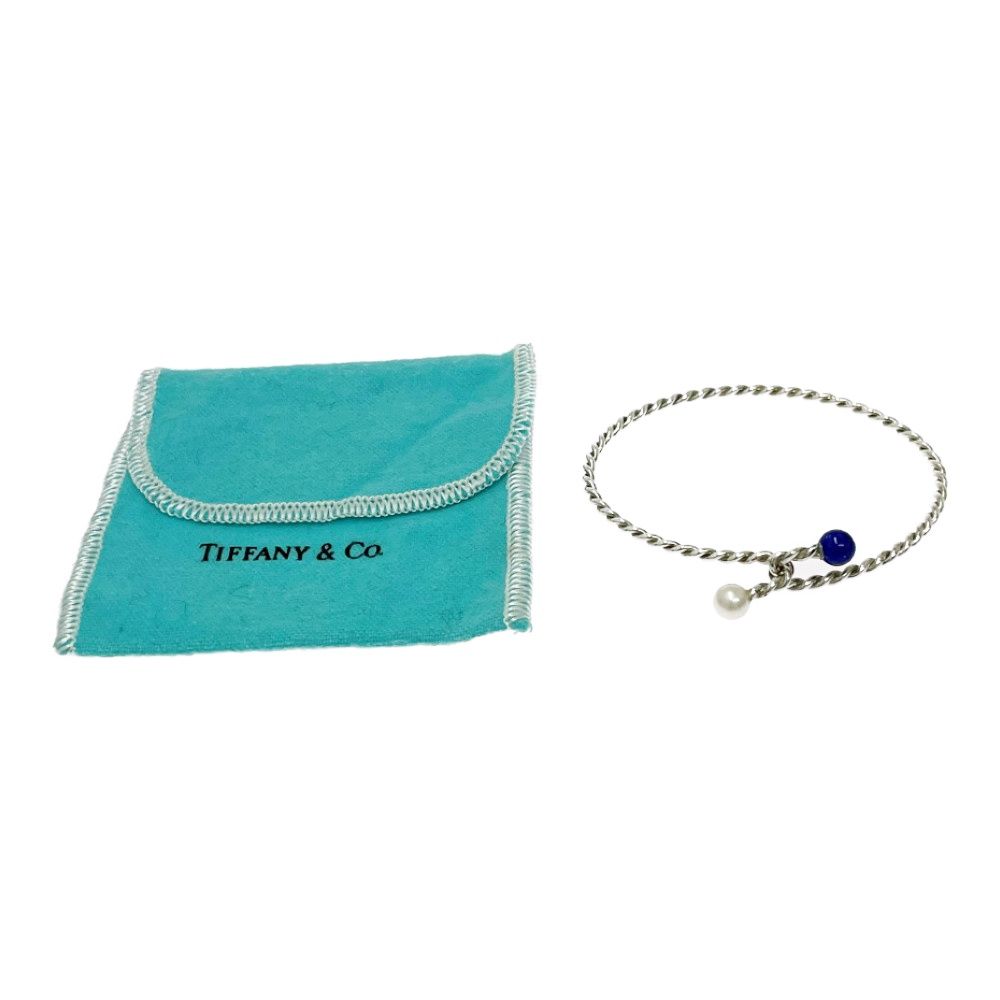 【中古】【保存袋付き】 TIFFANY&Co. ティファニー シルバー パール ツイストバングル 7.3g 925刻印 573923 バングル