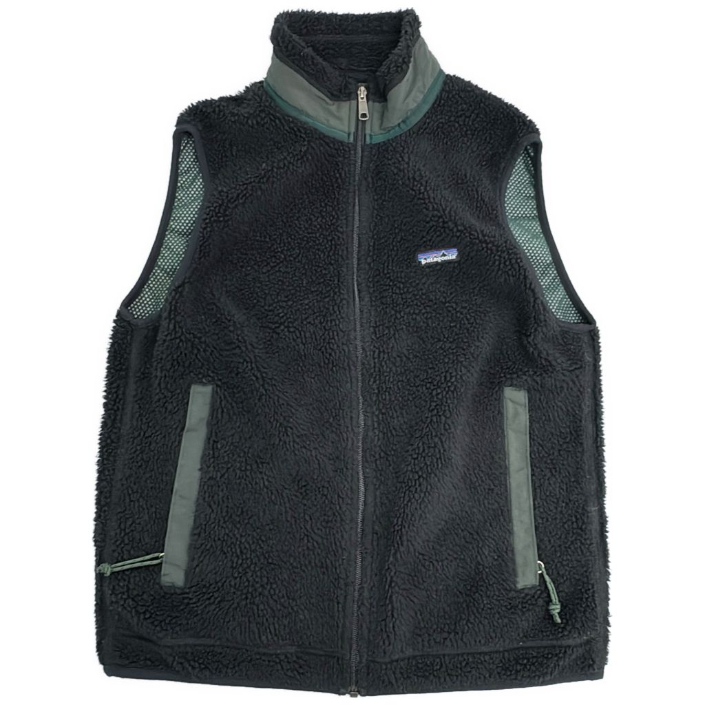 90年代 USA製 patagonia パタゴニア Retro-X レトロX フリースベスト アウトドア ブラック(メンズ M)中古 古着 Y5590
