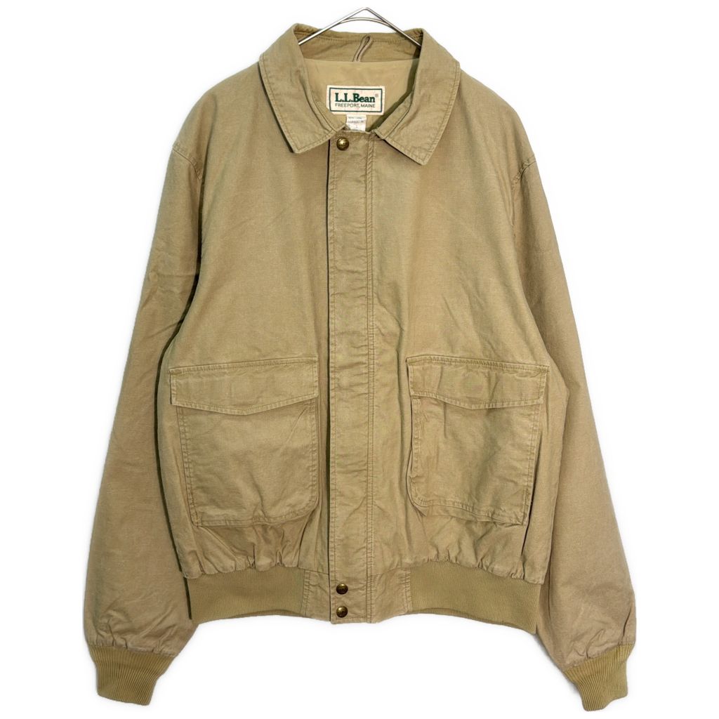 80年代 USA製 L.L.Bean エルエルビーン A-2 フライトジャケット アウトドア ベージュ(メンズ L)中古 古着 Y5724