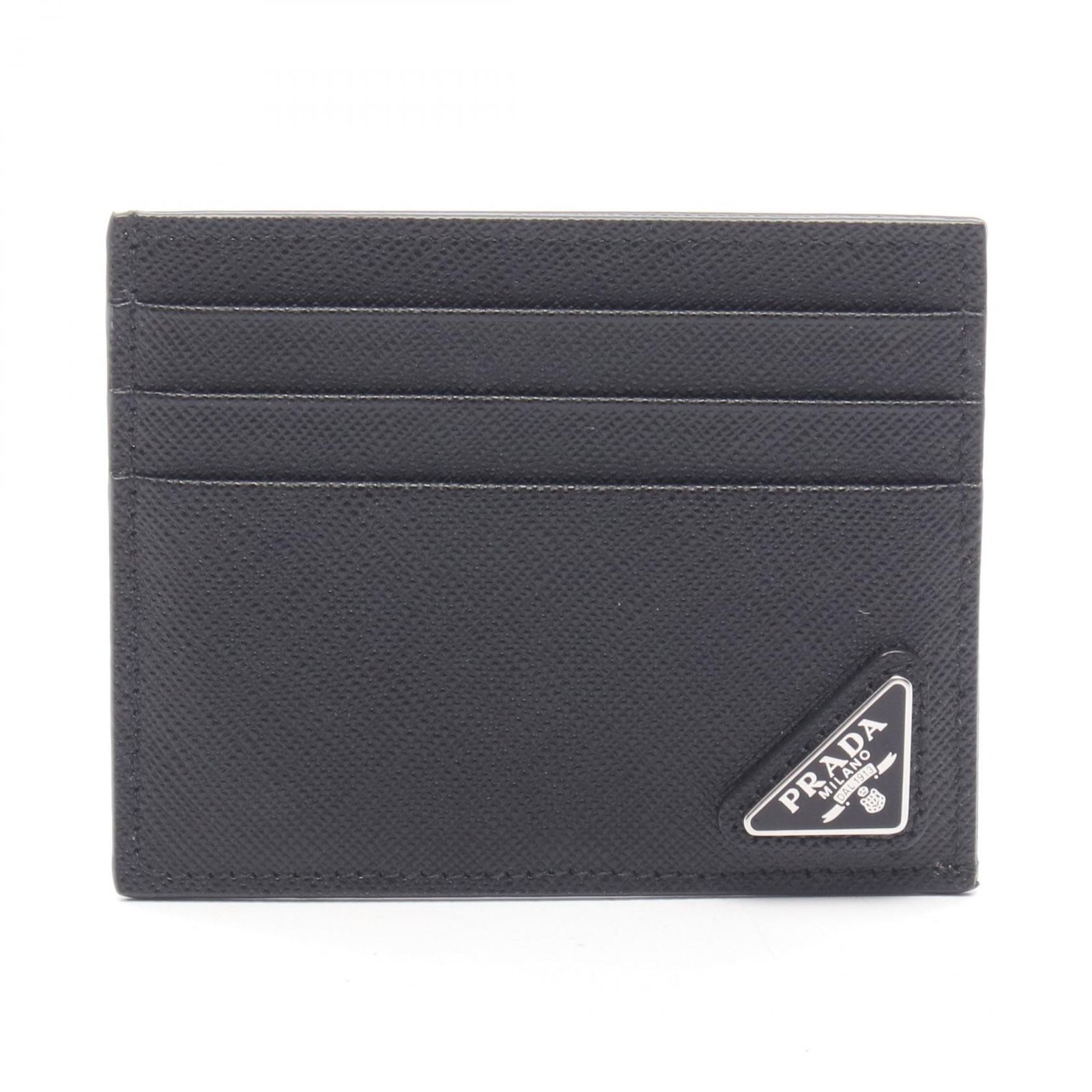 プラダ PRADA カードケース トライアングルロゴ 2MC149 ブラック レザー トライアングルロゴ カードケース メンズ Used A