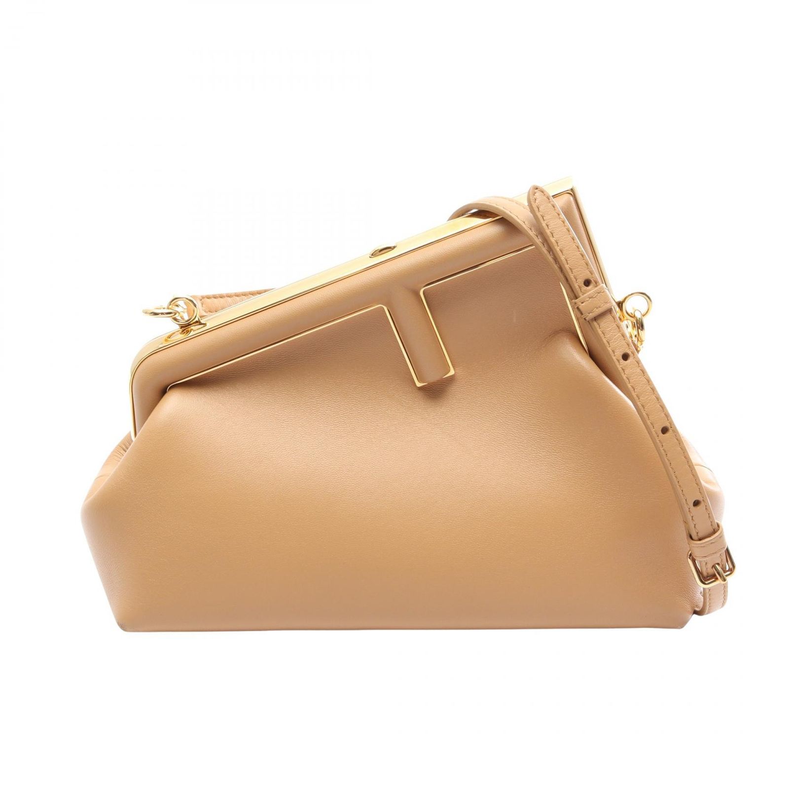 フェンディ FENDI ショルダーバッグ ファースト スモール クラッチバッグ 8BP129 ABVE キャメル レザー ファースト スモール レディース Used A