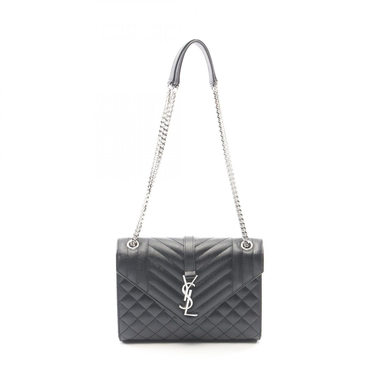 サンローランパリ SAINT LAURENT PARIS ショルダーバッグ エンヴェロップ ミディアム ブラック レザー エンベロープ ミディアム レディース Used A