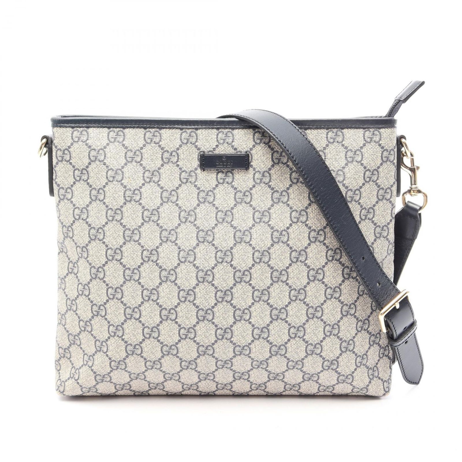グッチ GUCCI ショルダーバッグ GGスプリーム 388924 ベージュ/ネイビー PVCコーティングキャンバス レザー ショルダーバッグ レディース Used B