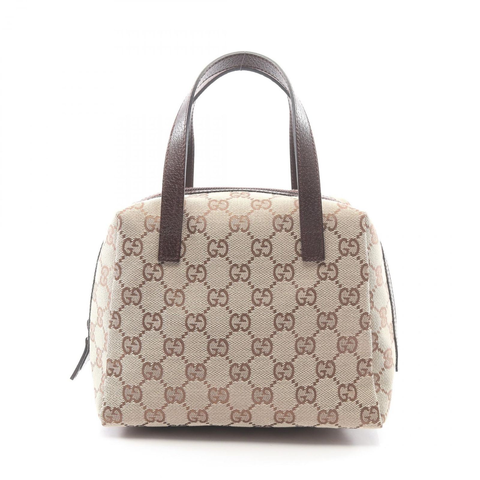 グッチ GUCCI ハンドバッグ GGキャンバス 124542 ベージュ/ダークブラウン キャンバス レザー ミニ ハンドバッグ レディース Used A