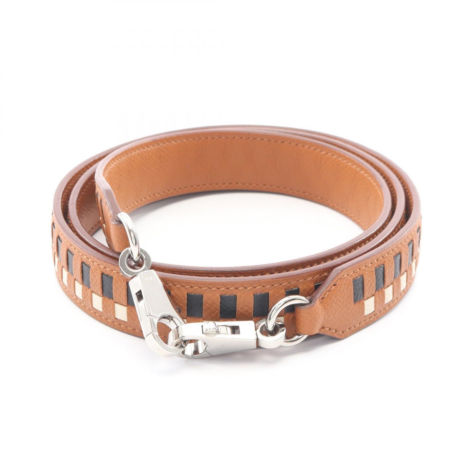 エルメス HERMES ショルダーストラップ バンドリエール トレサージュ ドゥ キュイール ゴールド クレ ゴールド/クレ/ブラック その他 バンドリエール トレサージュ ドゥ キュイール ゴールド/クレ/フ