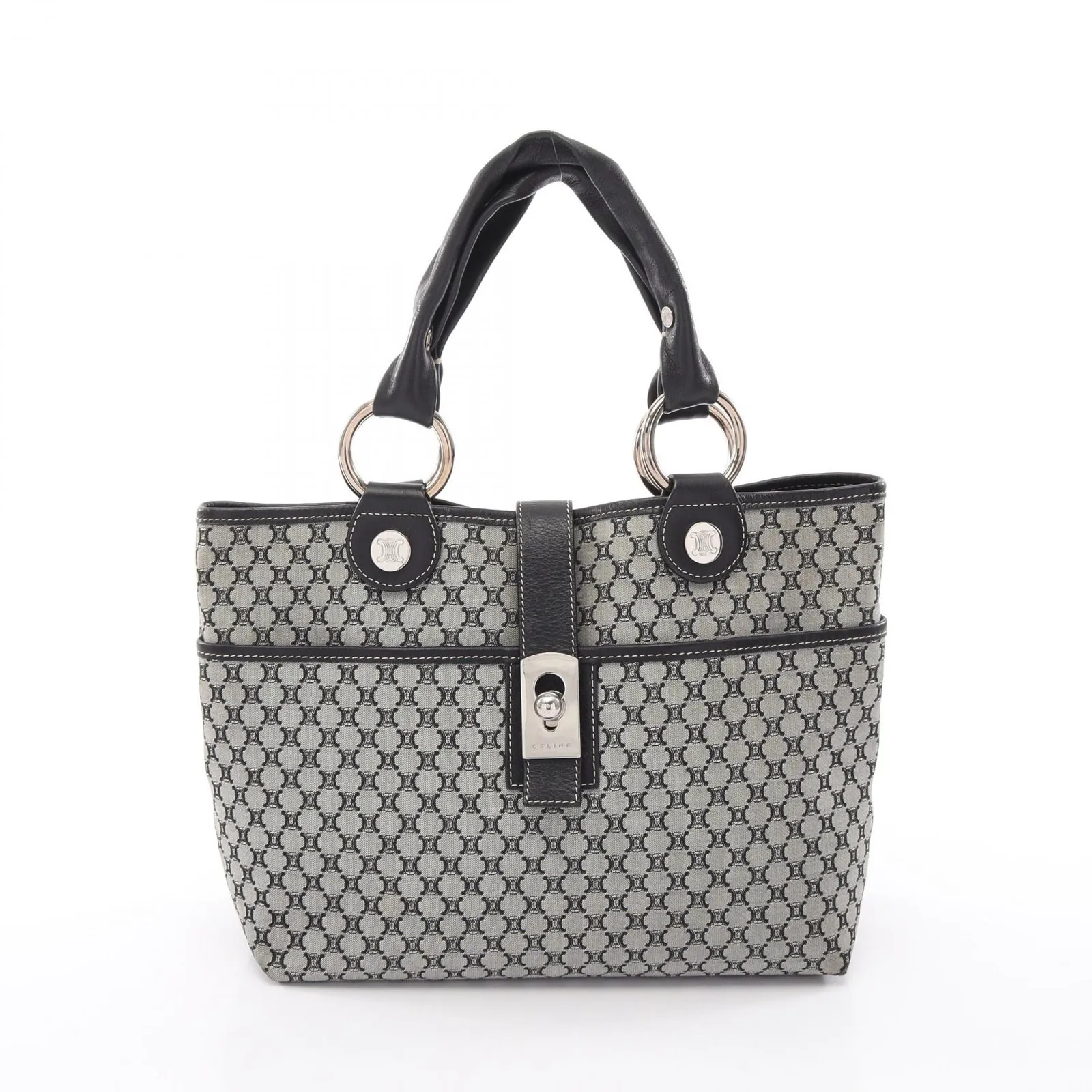 セリーヌ CELINE トートバッグ マカダム グレー/ブラック キャンバス 