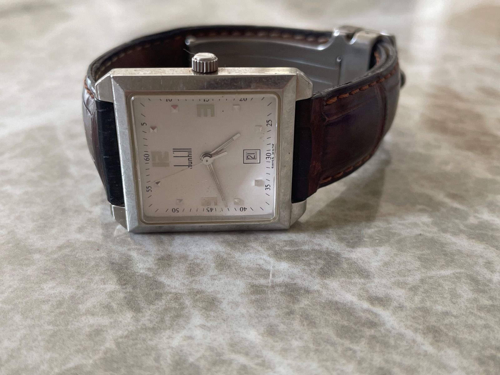 稼働】dunhill ダンヒル 8005 スクエア型クォーツウォッチ メンズ