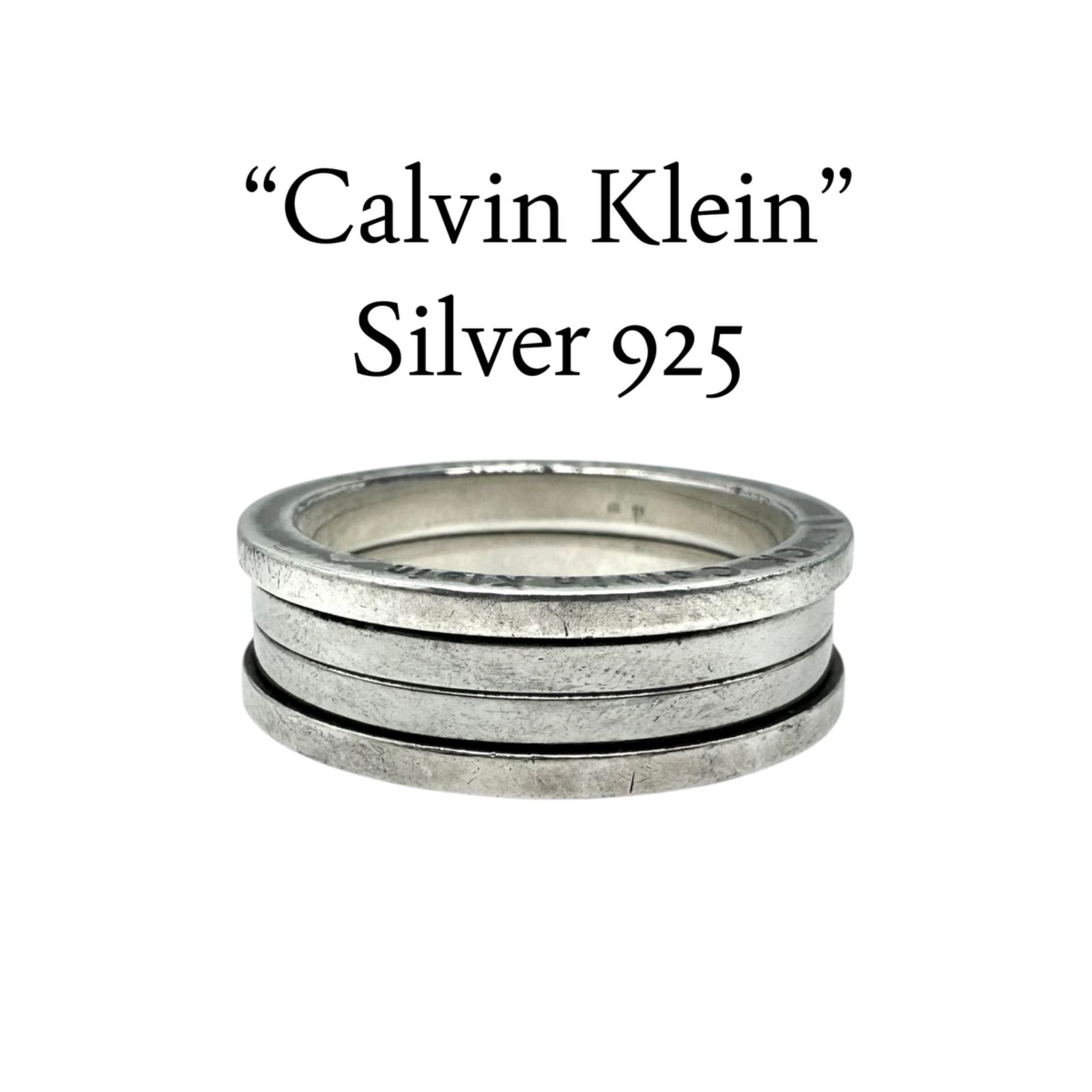 【洗練されたミニマリズム】 Calvin Klein カルバンクライン SILVER 925 刻印 00s Vintage Design Ring シルバー デザイン リング 23号 メンズ ビッグサイズ シンプル ミニマル