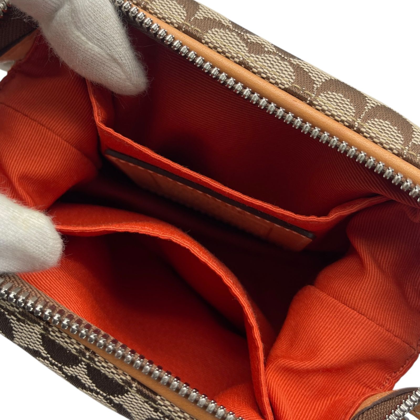 美品 COACH コーチ ポーチ シグネチャー ロゴ 総柄 小物入れ ブラウン
