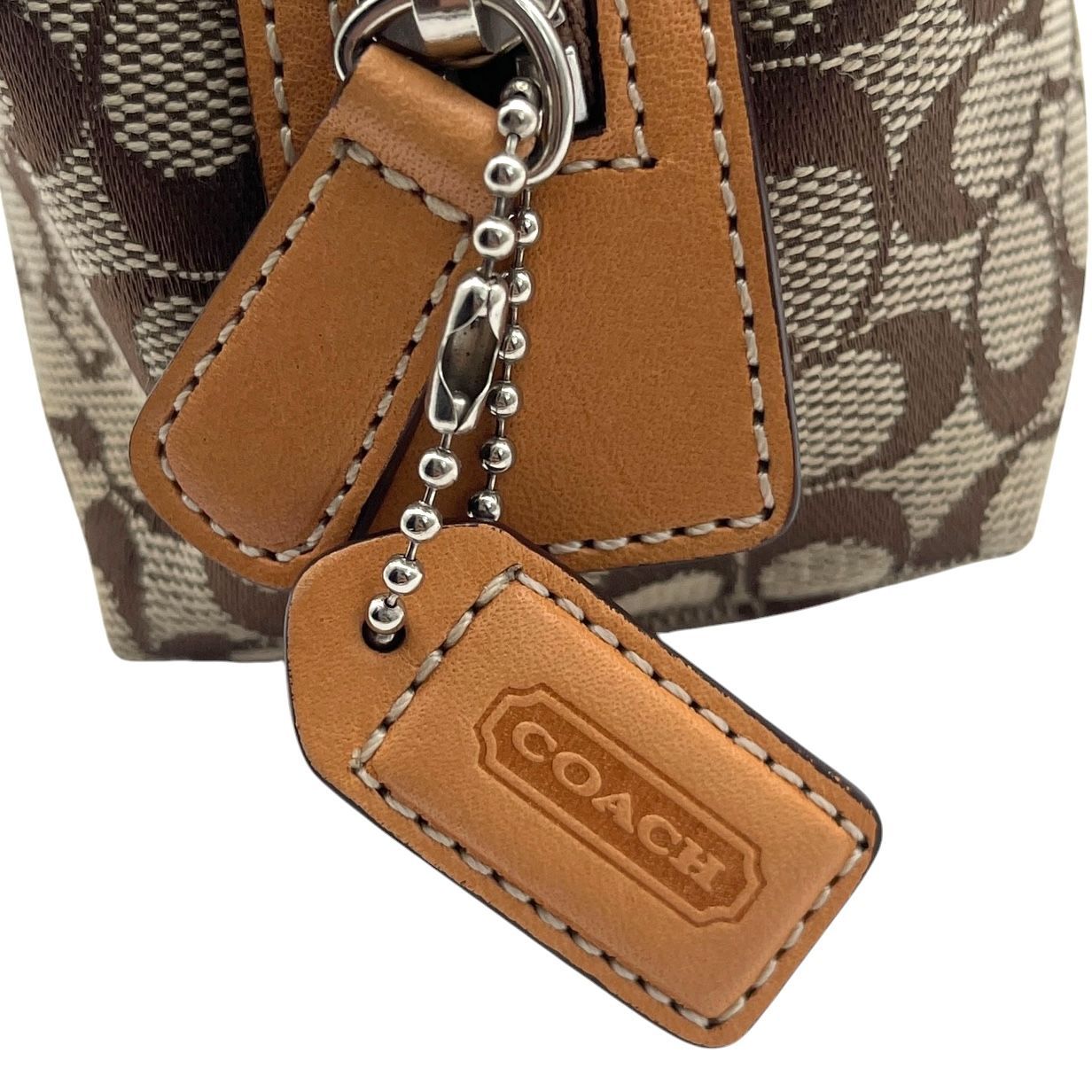 美品 COACH コーチ ポーチ シグネチャー ロゴ 総柄 小物入れ ブラウン