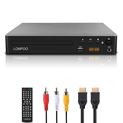 N★LONPOO DVDプレーヤー リージョンフリー HDMI/AV出力1080P CPRM再生可能 USB2.0入力 カラオケ用マイクジャック LEDディスプレイ PAL/NTSC対応 コンパクトDVDプレーヤーテレビ用 HDMI/AVケー 115f098c