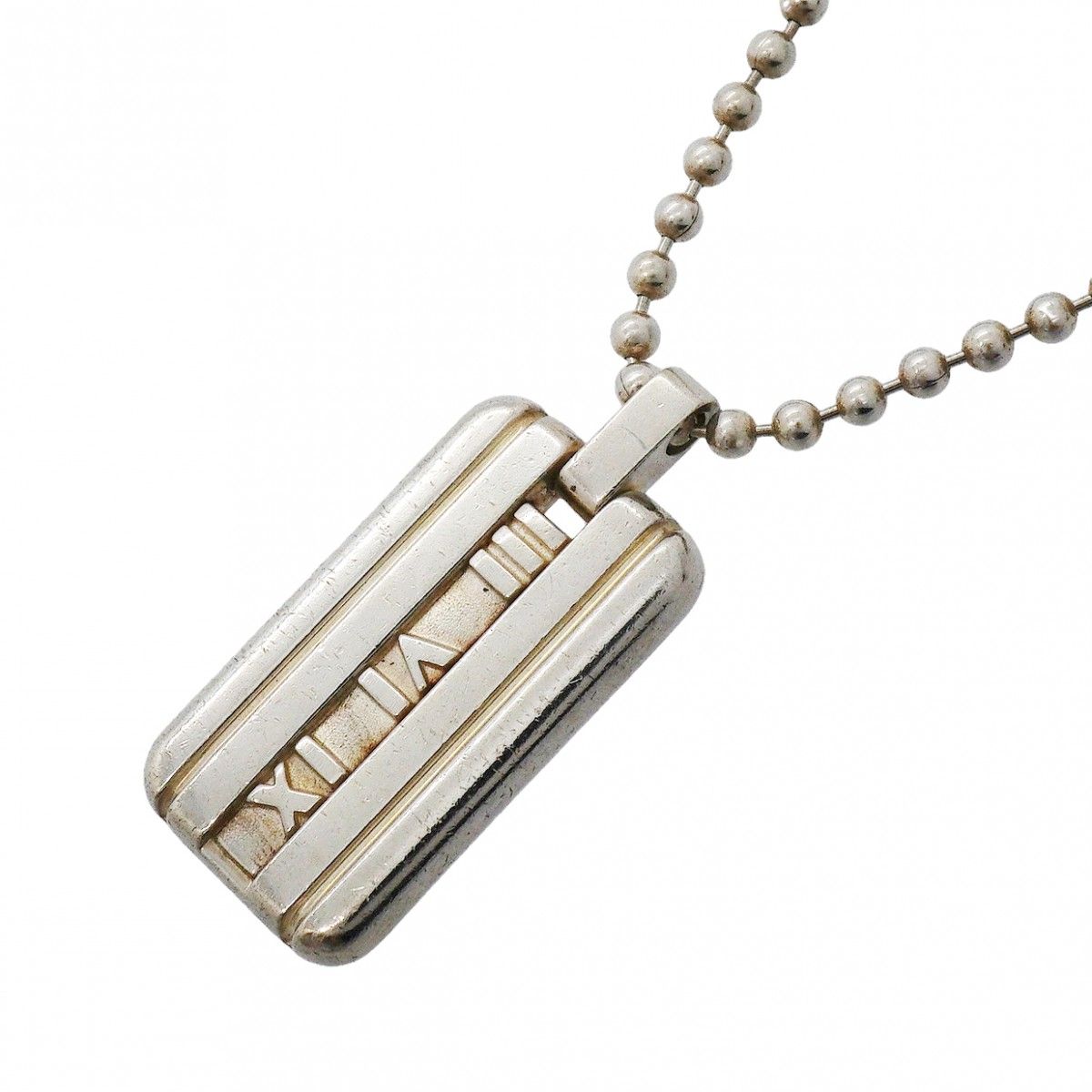 【6jgb0077】ティファニー ネックレス アトラス プレート/ボールチェーン シルバー925【中古】レディース