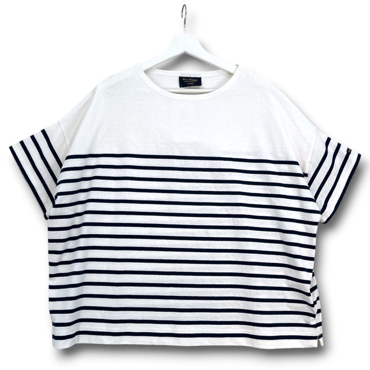 新品 タグ付 未使用 Le Minor ルノミア MARINIERE OVERSIZE Tシャツ 半袖 トップス オーバーサイズ ボーダー柄 ホワイト ネイビー 白 紺 サイズ5 レディース 夏 ゴーゴー古着マルイ北千住店 2 No.2701