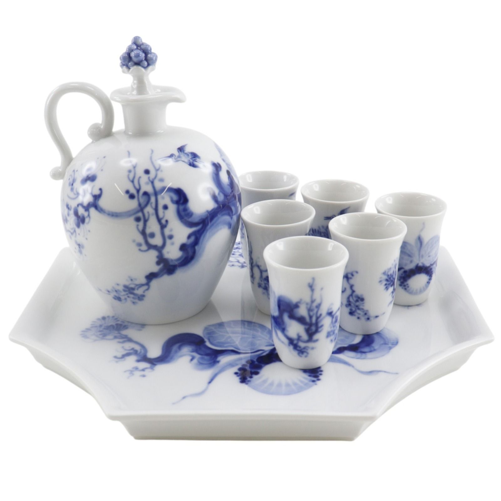 【Meissen】マイセン ブルーオニオン リキュールセット ( トレイ ボトル カップ ) 53272 / 51054 ポーセリン _ 食器