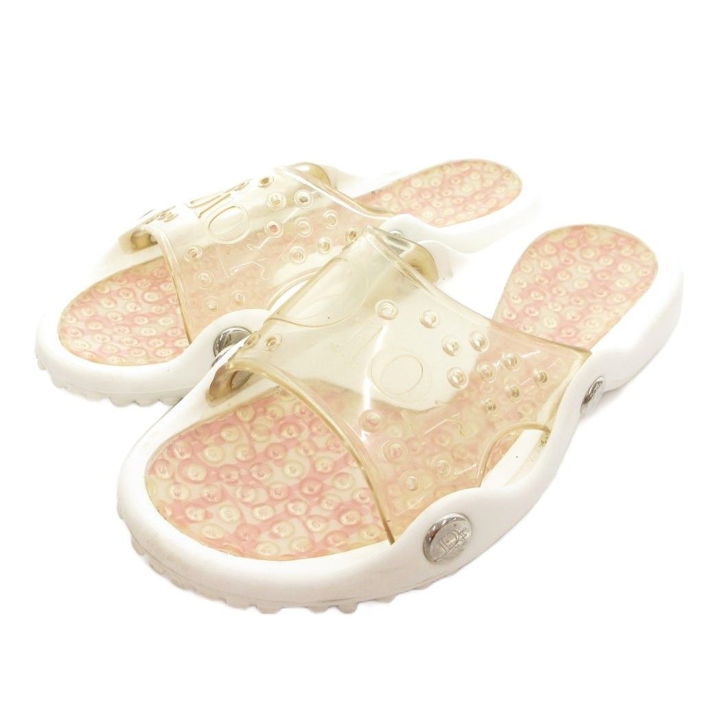 ディオール Dior 2004年製Surf Chickコレクション ラバーサンダル スライド 36 ホワイト クリアストラップ トロッター /TQ