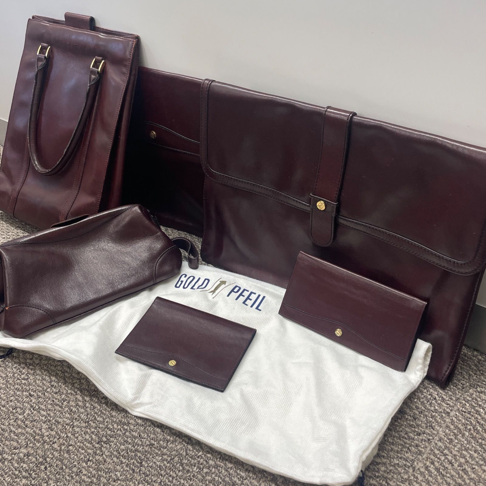 GOLD PFEIL ゴールドファイル レザー 　６点　まとめ　バッグ　財布　書類ケース　管理番号SC778