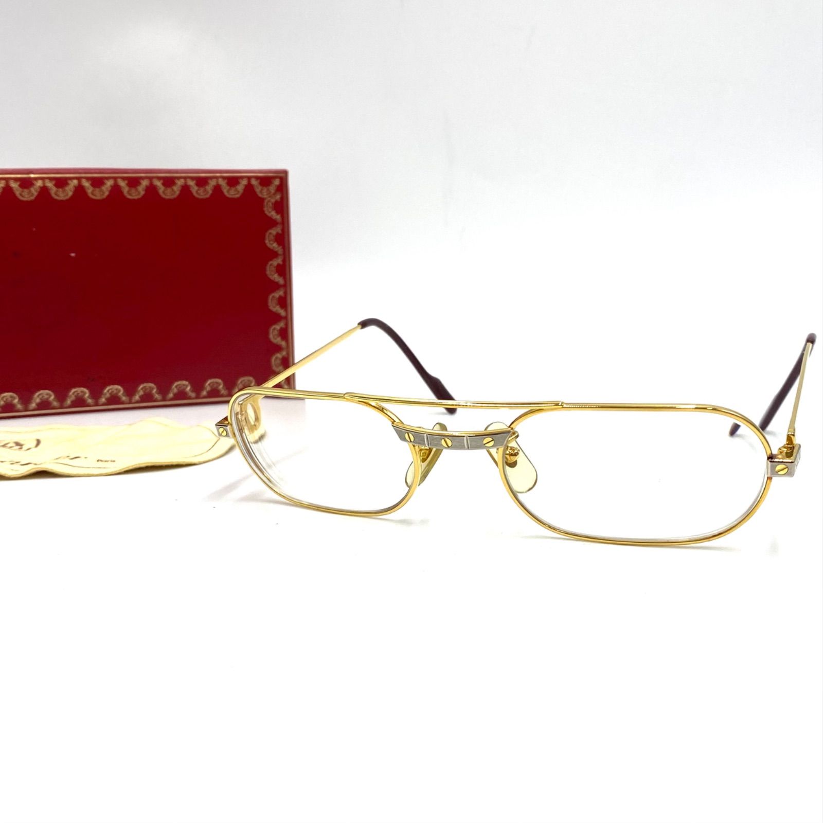 極上 Cartier カルティエ Santos サントス めがね メガネ 眼鏡 メガネ