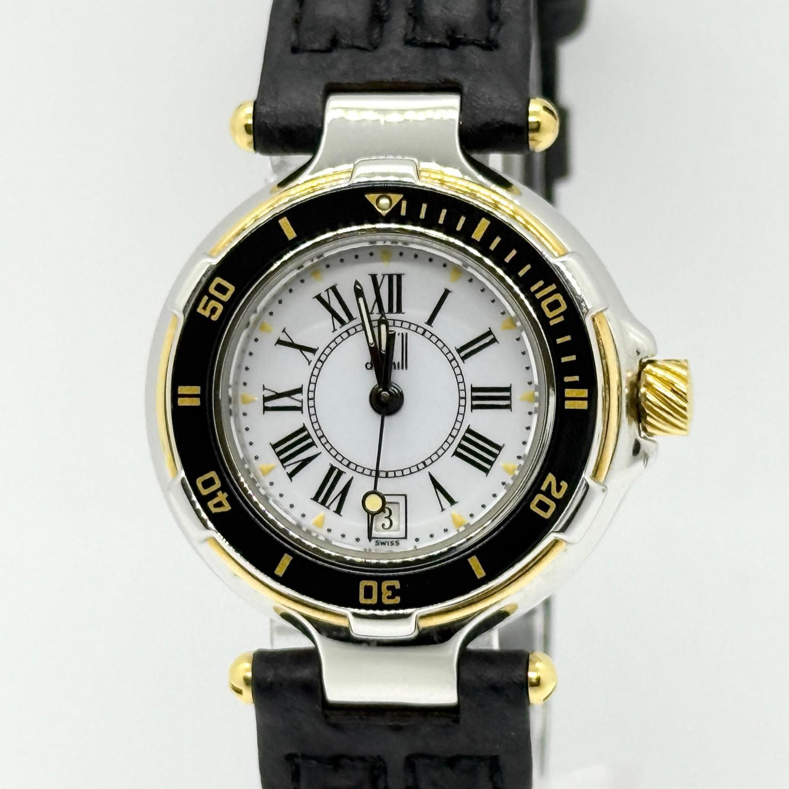 Dunhill ダンヒル WATER RESIST 200m ミレニアムダイバー 68 QXTM ホワイト QZ レディース 腕時計 稼働品