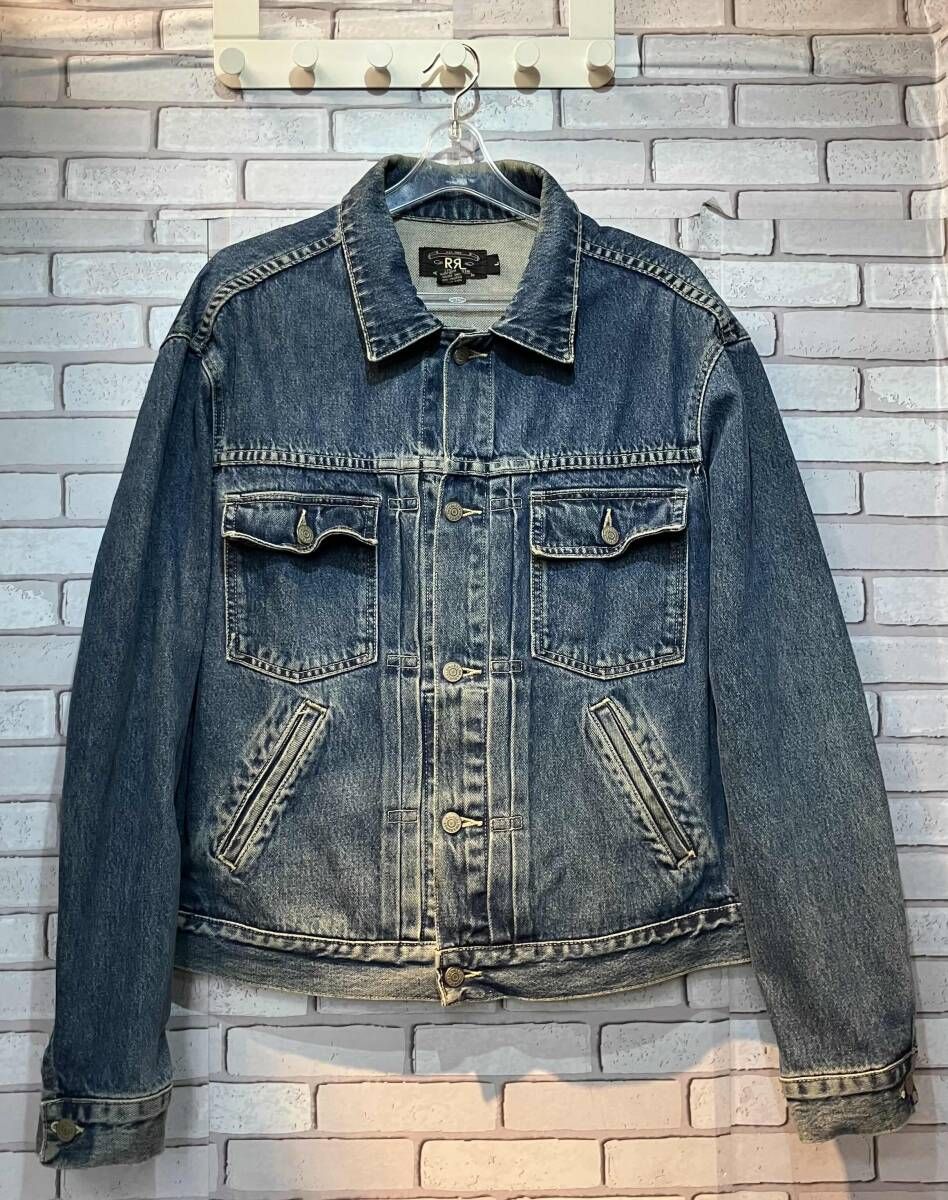 RRL RALPH LAUREN ダブルアールエル ラルフローレン Gジャン(デニムジャケット) USA製 三つ星 90s 2nd Lサイズ アメリカンカジュアル