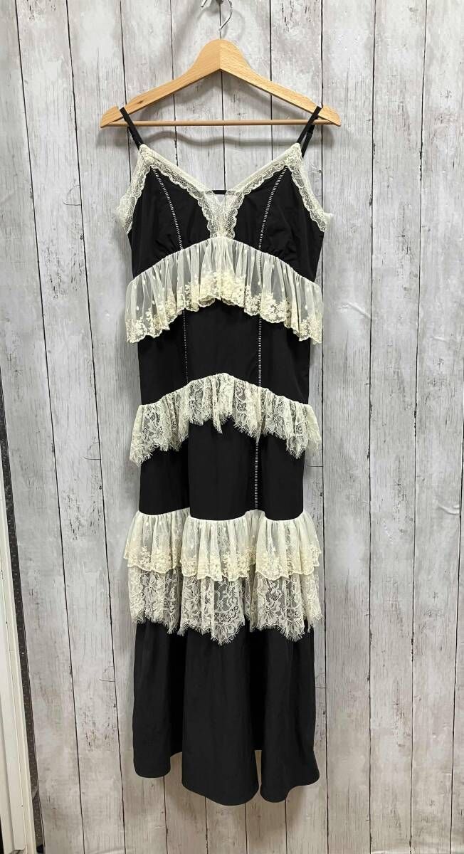 MAISON SPECIAL/キャミソール・チューブトップワンピース/ブラック/Lace Tiered Cami Dress/ 26夏/サイズ36/メゾンスペシャル