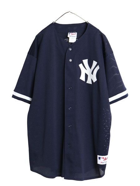 USA製 ヤンキース 松井秀喜 ベースボール シャツ メンズ XXL / MLB マジェスティック メッシュ 大リーグ ユニフォーム 重ね着 大きいサイズ