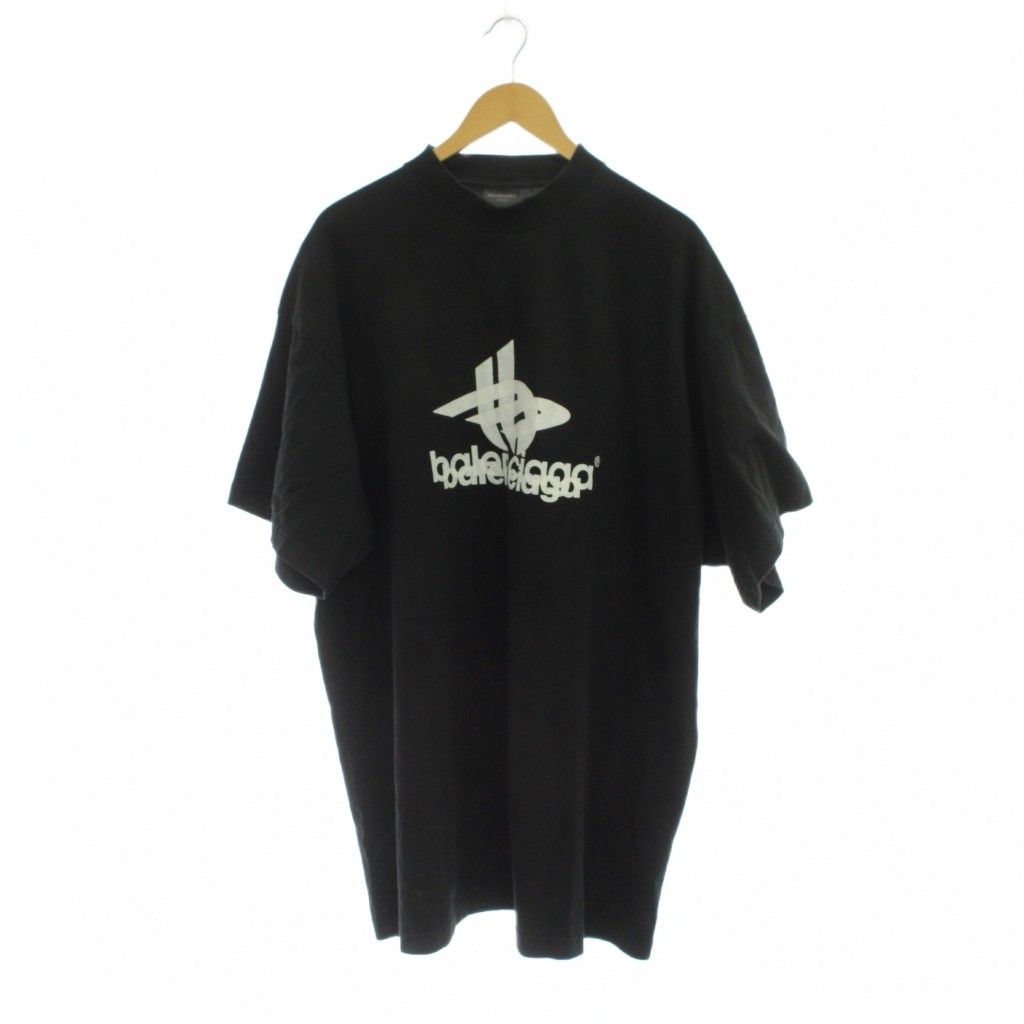 バレンシアガ BALENCIAGA 23AW LAYERED SPORTS LOGO Tシャツ 4 黒 ロゴプリント 半袖 /JP