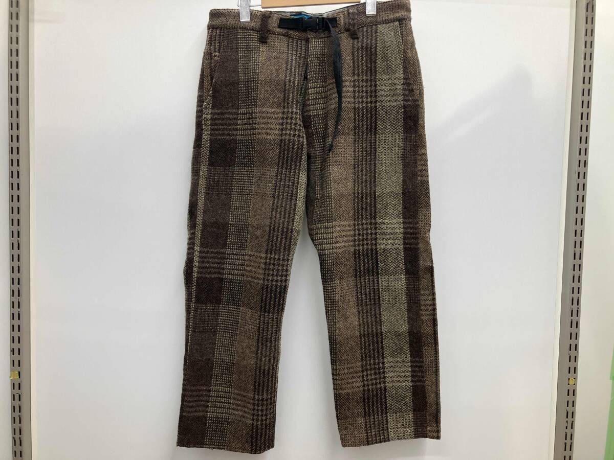 AIGLE×KATO×HARRIS TWEED ロングパンツ 毛 100% 8505-27502 サイズL ブラウン 柄 秋冬
