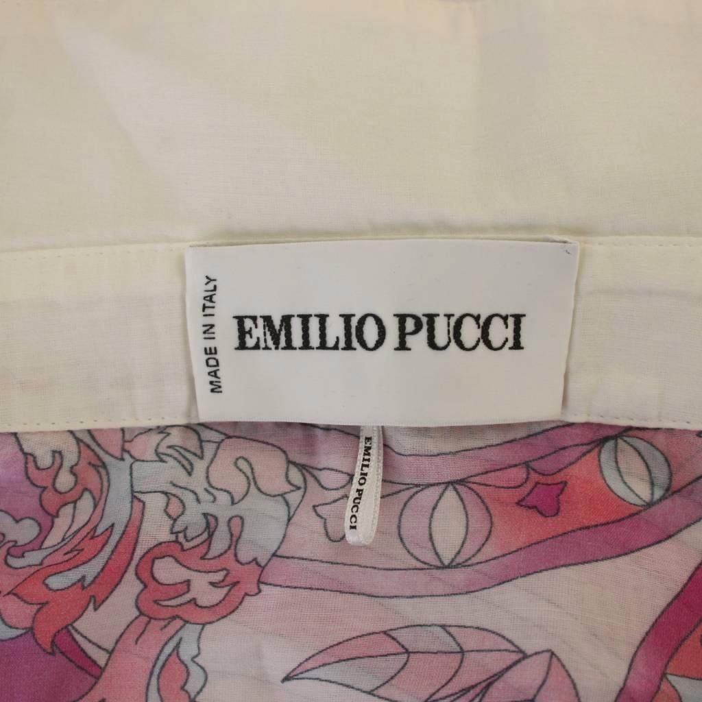 エミリオプッチ EMILIO PUCCI シャツ ブラウス 七分袖 総柄 シアー