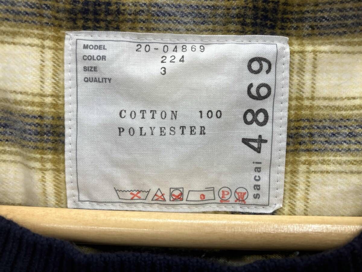 sacai サカイ 20SSオンブレチェックプルオーバーワンピース 20-04869 