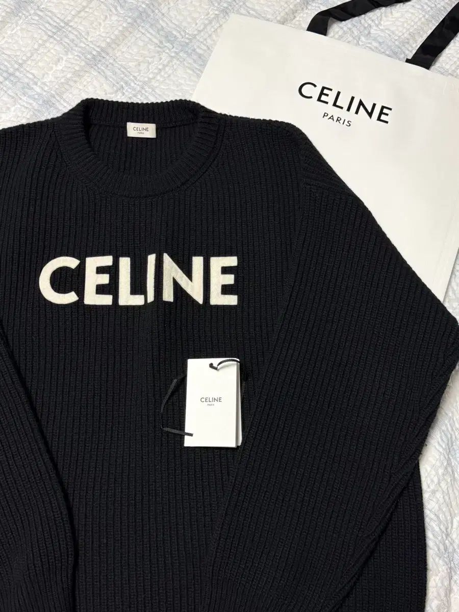 Celine セリーヌ オーバーサイズ ウール セーター ブラック ロゴ ニット