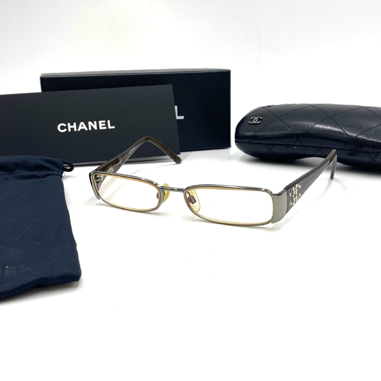CHANEL シャネル　ココマーク　めがね　メガネ　眼鏡　メガネフレーム　度あり　ライトストーン　アイウェア　52□16