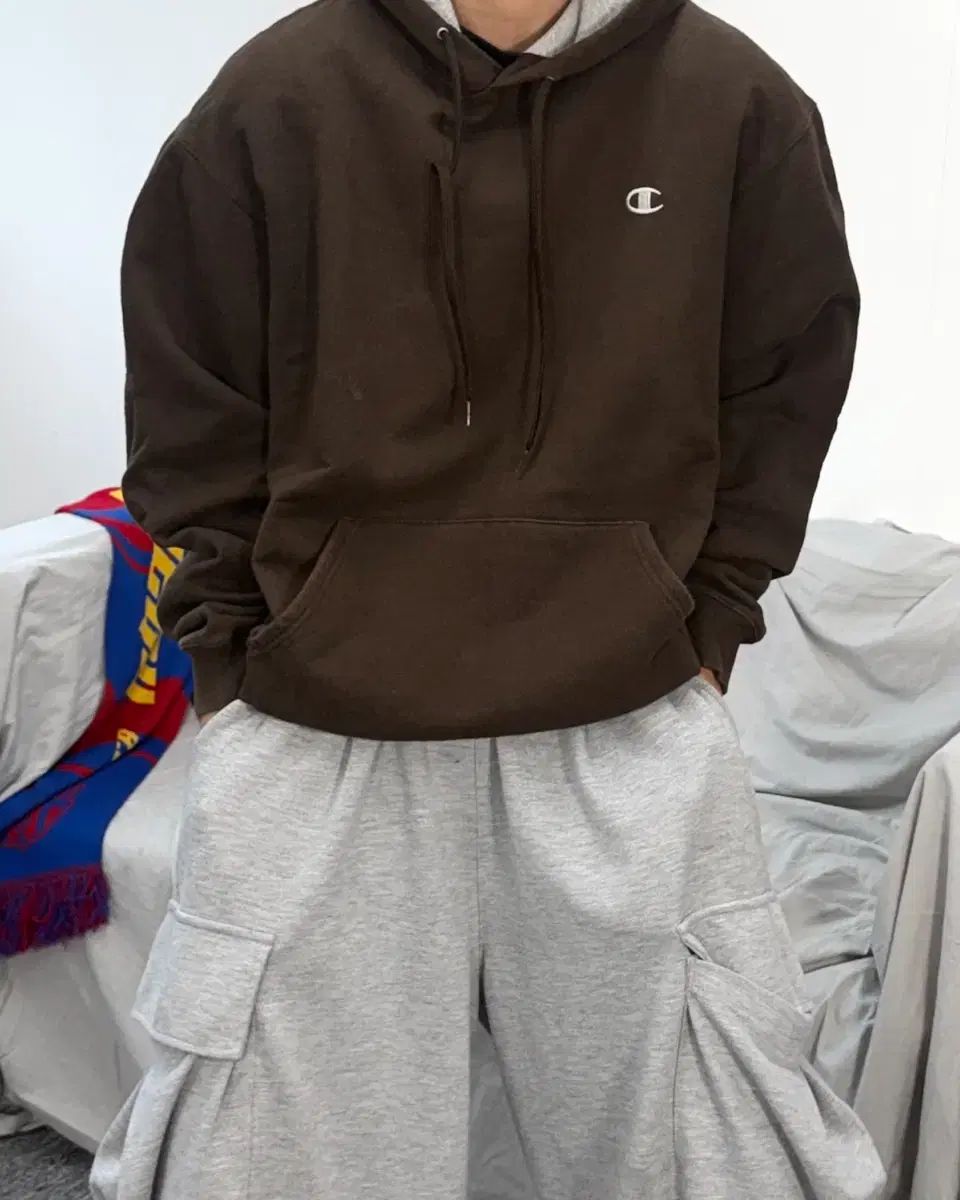 チャンピオン アセンティック ブラウン フーディー Tシャツ L