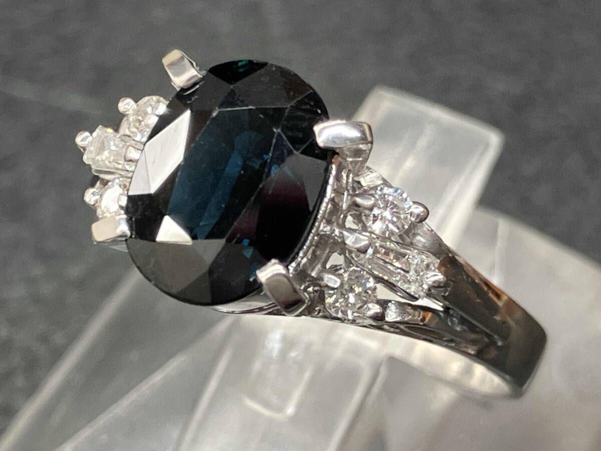 Pt900 プラチナ 天然ブルーサファイア ＃12.5 総重量4.5g 指輪 リング アクセサリー ソーティング付き