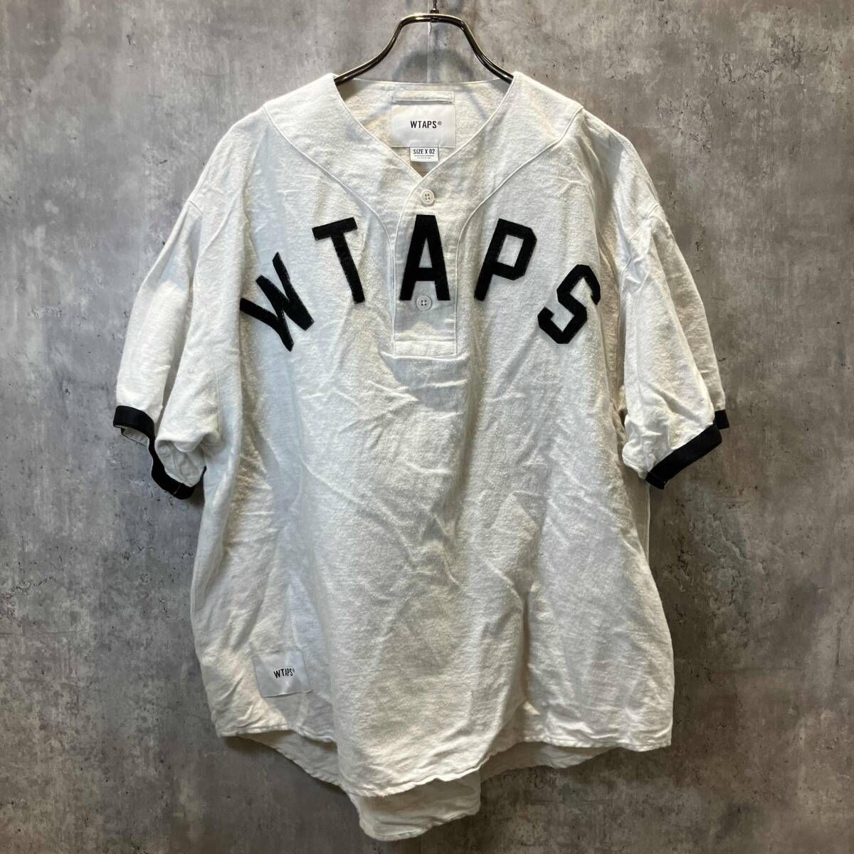 22SS WTAPS LEAGUE SS COTTON. FLANNEL ベースボールシャツ size 02 ホワイト ダブルタップス