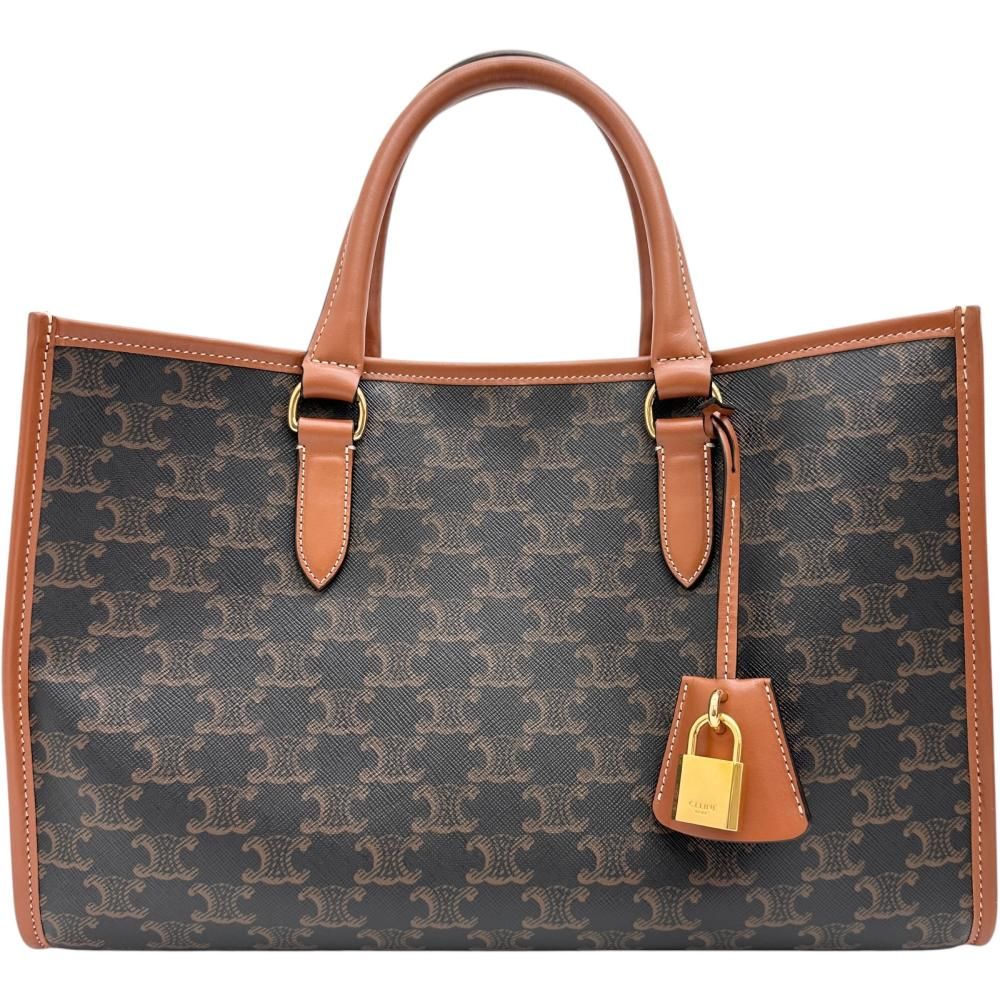 【CELINE/セリーヌ】199742BZJ 2WAYショルダーバッグ トートバッグ PVCコーティングキャンバス/レザー ブラウン/ゴールド金具 レディース 【中古】【真子質店】【BL】
