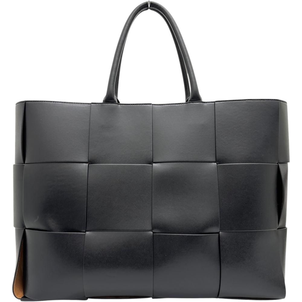 【BOTTEGAVENETA/ボッテガヴェネタ】608608 マキシイントレチャート トートバッグ レザー ブラックレザー レディース 【中古】【真子質店】【BL】