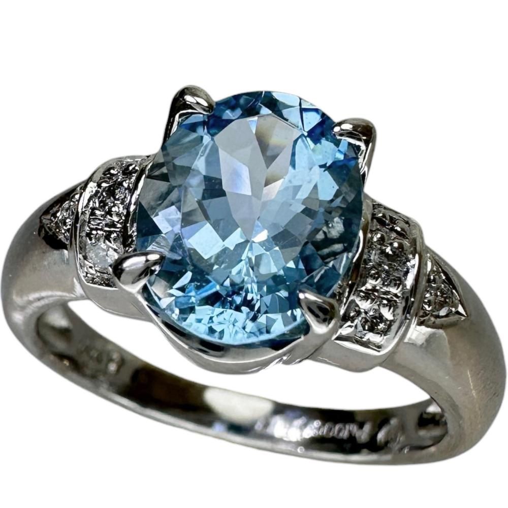 13号 三越 アクアマリン 1.57ct ダイヤモンド 0.07ct リング・指輪 Pt1000プラチナ 6.4g レディース 【中古】【真子質店】【NN】