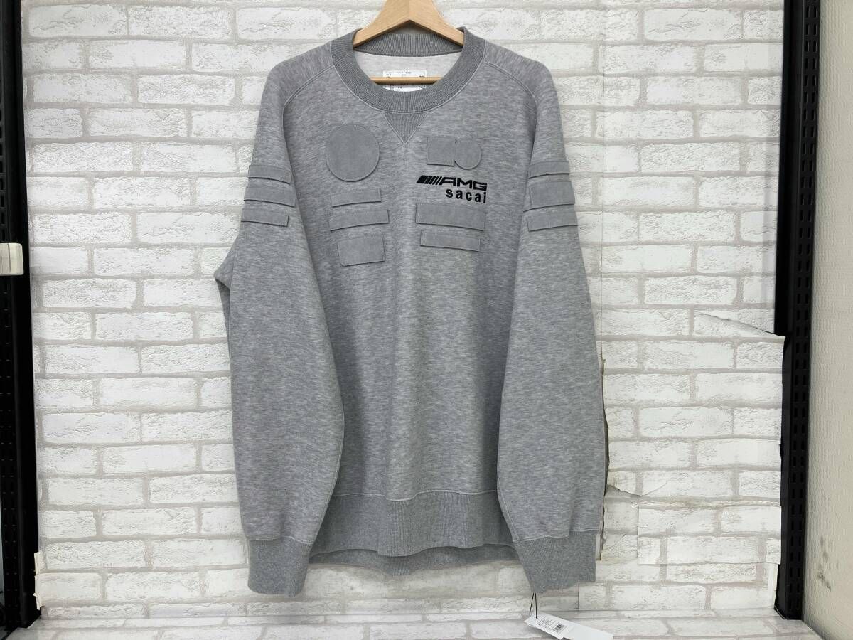 sacai MERCEDES AMG 23-0748S サカイ メルセデス AMG ワッペン ロゴ刺繍 スウェット トレーナー プルオーバー グレー メンズ 4