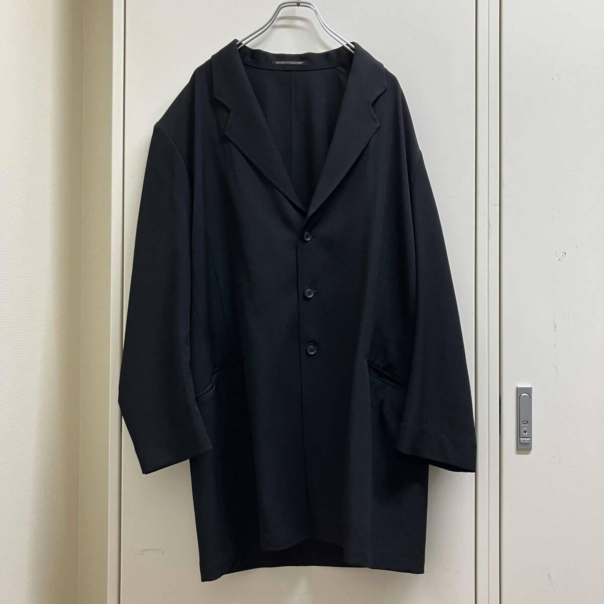25ss YOHJI YAMAMOTO POUR HOMME WOOL GABARDINE ASYMM ETRY LAPEL JACKET サイズ2 ブラック ヨウジヤマモトプールオム