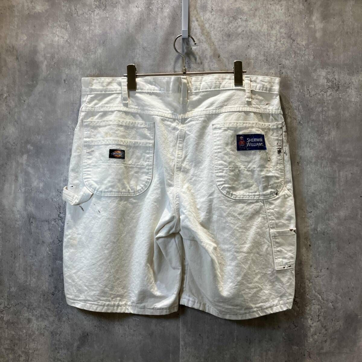 Dickies × SHERWIN WILLIAMS ペンキ加工ペインターショーツ ホワイト