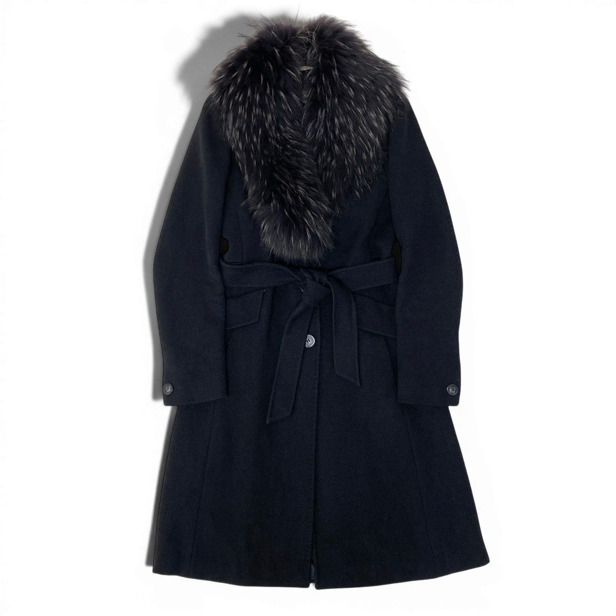 18g16 MaxMara マックスマーラ ラクーンファー ベルテッドコート 