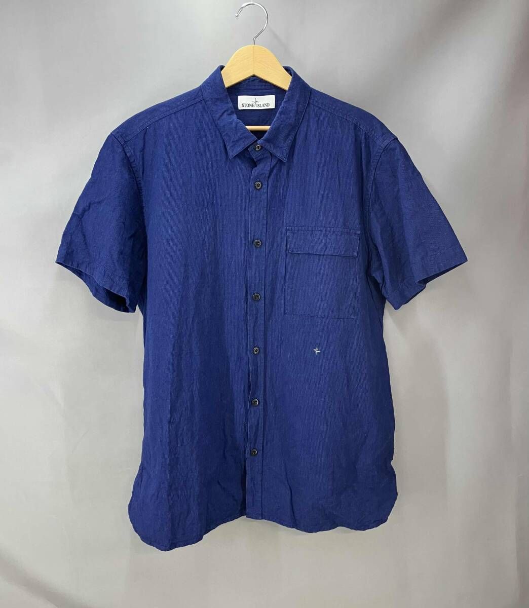 ★ STONE ISLAND ストーンアイランド 長袖シャツ ストライプ サイズ3XL ブルー 通年